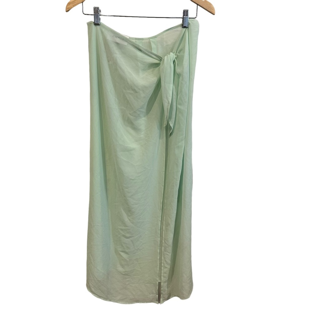 ANEMOS L green sage The Wrap long Skirt Sheer Yoryu Crinkle cover up flaws stain
